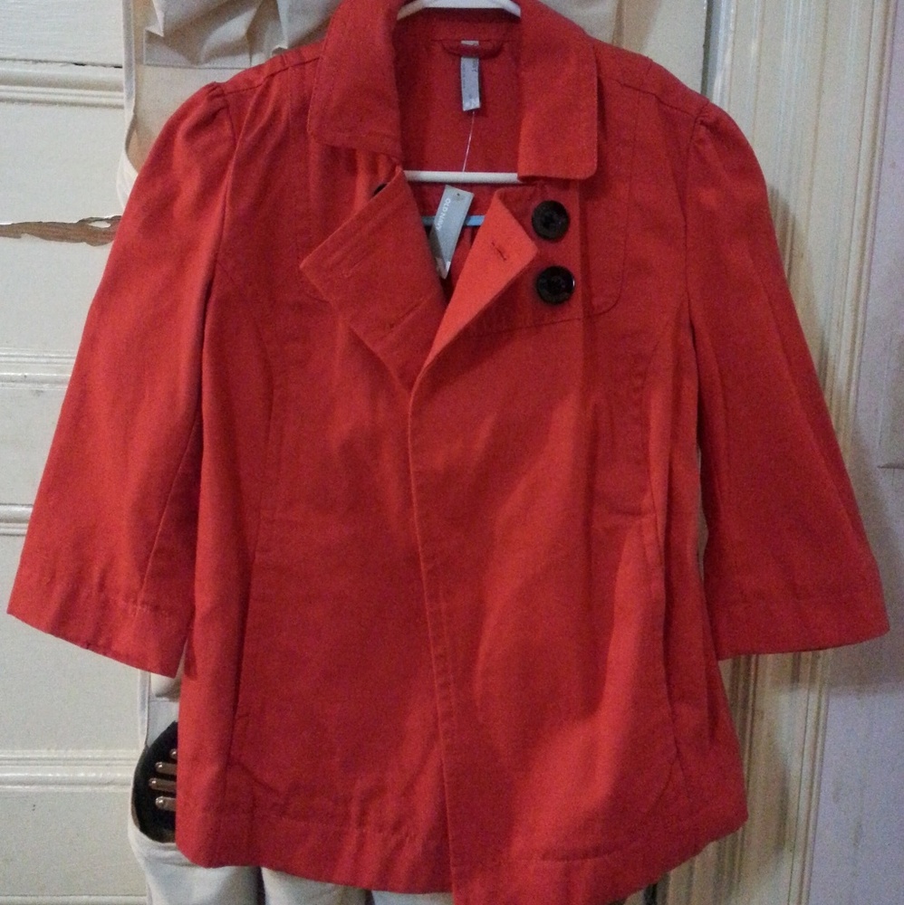 (NWT) Old Navy Red Cropped Trench Coat Jacket